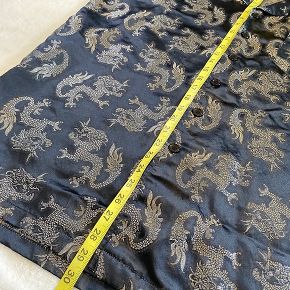 Vintage ODO Brocade Dragon Button Down Short Sleeve Shirt Size Large-XL - Picture 10 of 11